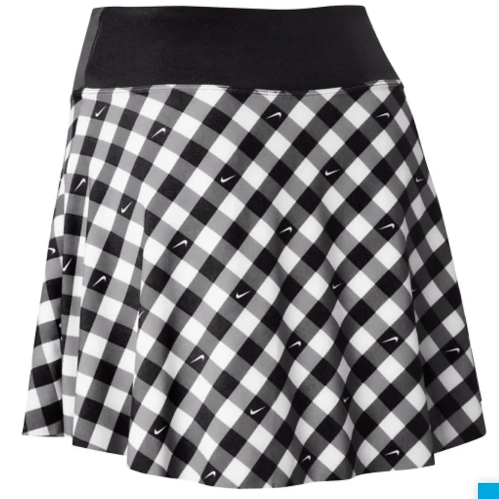 Nike Dri-FIT sz XS black & White logo check print Club Performance Tennis skort